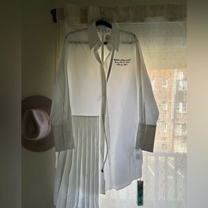 Off-White C/o Virgil Abloh womens Diag plisse shirt dress